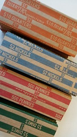 MMF Industries Flat Tubular Coin Wrappers, Color-Coded Kraft Paper, Assorted, 150 Wrappers per Package (216015047) (2, DESIGN 1)