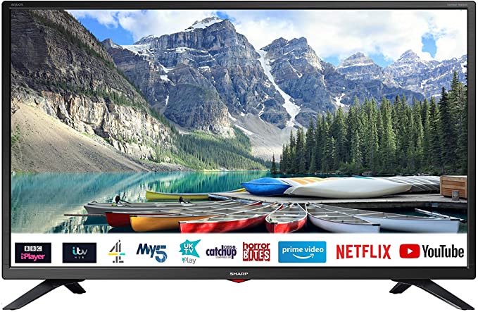 Sharp 1T-C32BC3KH2FB 32 Inch HD Ready LED Smart TV with Freeview Play, 3 x HDMI, Mini SCART, USB Media Player, Black