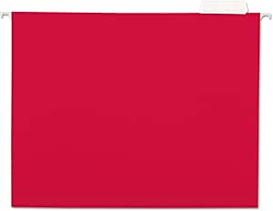 Universal UNV14118EE 1/5-Cut Tab Deluxe Bright Color Hanging File Folders - Letter Size, Red (25/Box)