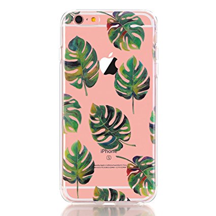 iPhone 6 Plus Case,iPhone 6S Plus Case, LUOLNH Slim Shockproof Clear Floral Pattern Soft Flexible TPU Back Cover [5.5 inch] -Turtle Leaves