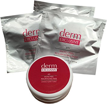 Derm Exclusive Micro Peel Resurfacing Pads-3 Packs of 15 Count Pads   Storage Container (45 pads total)