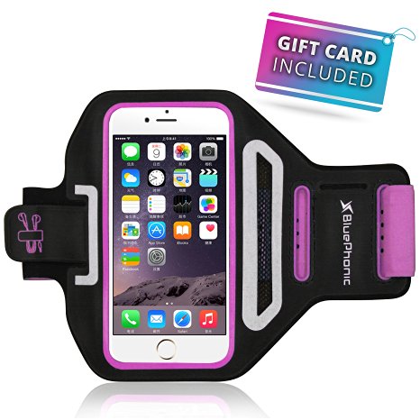 Bluephonic Sport Armband for Iphone -Extra Soft & Durable Workout Phone Holder for Work Out, Running, Hiking, Jogging Biking Training - Strong Velcro - Case for Cards, Keys