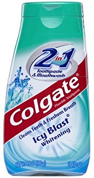 Colgate 2-in-1 Toothpaste & Mouthwash, Whitening Icy Blast, 4.6-Ounce Tubes (Pack of 6)