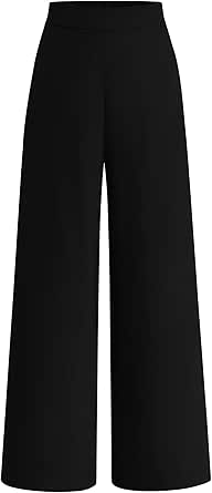 BTFBM Womens Wide Leg Pants Dressy Casual Elastic High Waisted Palazzo Business Lounge Trousers with Pockets