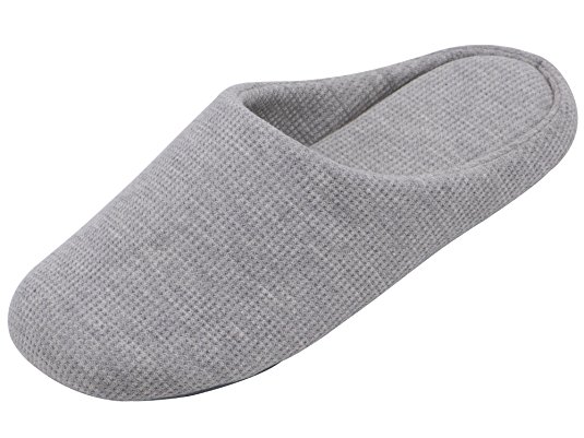 UltraIdeas Women's Comfort Knitted Cotton Slippers Washable Flat Closed Toe Ultra Lightweight Indoor Shoes with Non-Slip Sole