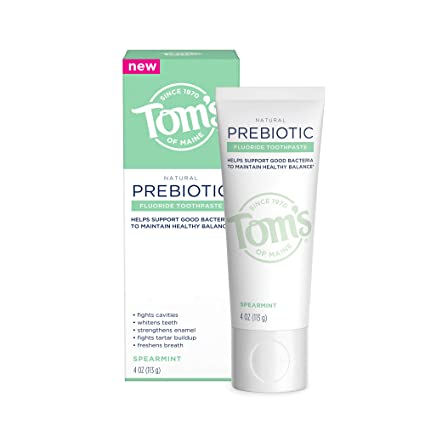 Tom's of Maine Prebiotic Anticavity Natural Toothpaste, Spearmint, 4 oz.