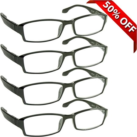 Reading Glasses _ Best 4 Pack for Men and Women _ Have a Stylish Look and Crystal Clear Vision When You Need It! _ Comfort Spring Arms & Dura-Tight Screws _ 180 Day 100% Guarantee + 6.00