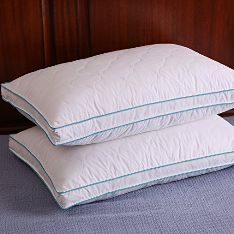 Down and Feather Pillow Bed pillows, Double Layered Fabric, Set of 2, King