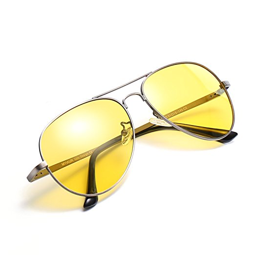 HD Night Vision Polarized Glasses for Driving Yellow Aviator Antiglare Sunglasses
