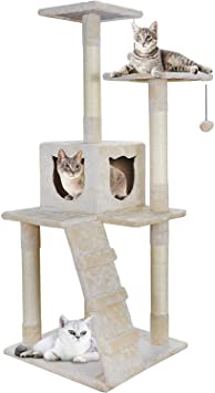 Nova Microdermabrasion 52 Inches Cat Tree Furniture Kittens Activity Tower with Scratching Posts Kitty Pet Play House