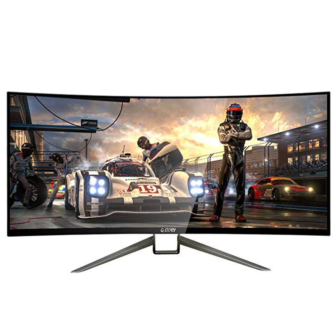 G-STORY 35 Inch Curved HDR 100Hz 5ms UWQHD 3440X1440P Eye-Care Gaming Monitor, VA Panel, With FreeSync, HDMI Cable, Built-in Stereo Speaker, UL Certificated AC Adapter