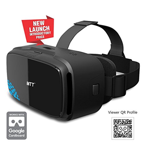 MTTÂ® 3D VR Headset Glass - Advanced Virtual Reality Glasses for most slim Android/iOS Smartphones (Black)