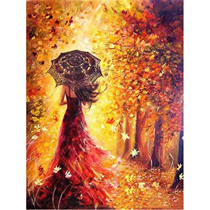 Artoree DIY 5D Diamond Painting by Number Kit for Adult, Full Drill Diamond Embroidery Dotz Kit Home Wall Decor-14x20" Autumn