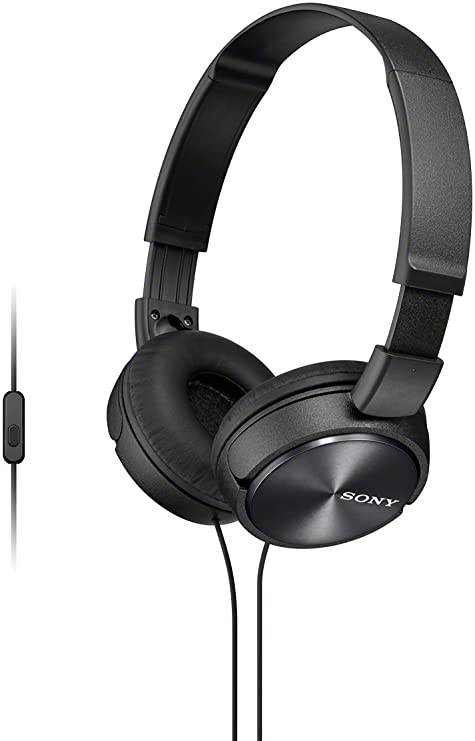 Sony ZX310AP On-Ear Headphones Compatible with Smartphones, Tablets and MP3 Devices - Metallic Black (International Version)