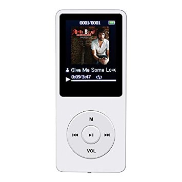 AGPtEK A02 70 Hours Music Playback MP3 Lossless Sound Entry Hi-Fi 8GB Music MP3 Player (White)