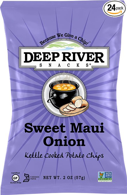 Deep River Snacks Kettle Chips, Sweet Maui Onion, 2-Ounce Bags (Pack of 24)
