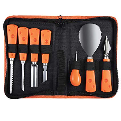 Halloween Pumpkin Carving Kit Professional Stainless Steel Pumpkin Pottery Sculpture Modeling Tools Set Heavy Duty Steel Cutting Easily Carve Sculpt Jack-O-Lantern for Art Crafts,Adults and Andbody