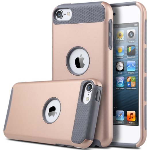 iPod Touch 5th 6th Generation Case, Lumsing™ Hybrid Hard [Colorful Series] 2-Piece Style Hybrid Shockproof Case Cover for Apple iPod touch 5 6th Generation (Rose Gold/Grey)
