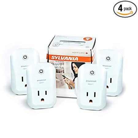 Sylvania 70555 ZigBee Indoor Smart Plug, Works with SmartThings, Wink, Echo Plus, Hub Needed for Amazon Alexa and The Google Assistant, 4 Pack