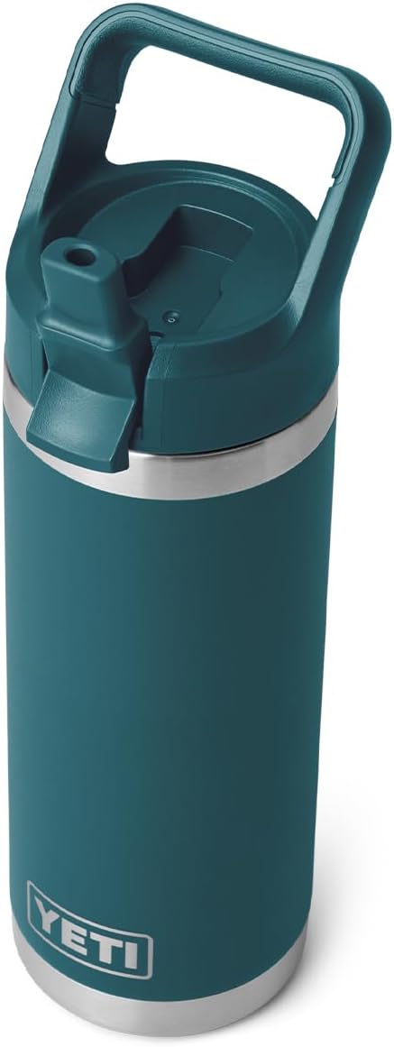 YETI Rambler 18 oz Bottle, Vacuum Insulated, Stainless Steel with Color Matching Straw Cap, Agave Teal