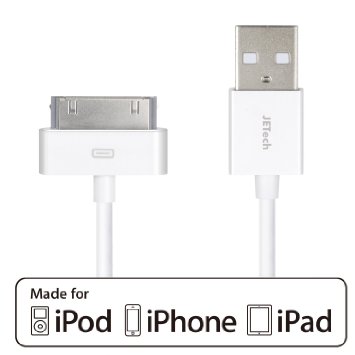 iPhone 4s Cable, JETech® APPLE CERTIFIED USB Sync and Charging Cable for iPhone 4/4S, iPhone 3G/3GS, iPad 1/2/3, iPod (1m White)