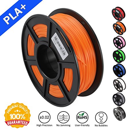 SUNLU 3D Printer Filament PLA Plus, 1.75mm PLA Filament, 3D Printing Filament Low Odor, Dimensional Accuracy  /- 0.02 mm, 2.2 LBS (1KG) Spool 3D Filament for 3D Printers & 3D Pens, Salmon Orange PLA