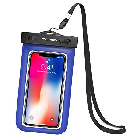 MoKo Waterproof Phone Case, Universal Waterproof CellPhone Dry Bag Pouch with Neck Strap for iPhone X/8 Plus/8/7/6S Plus, Galaxy S9/S9 /S8/S8 /S7 Edge, MOTO, LG, BLU, Nexus & More