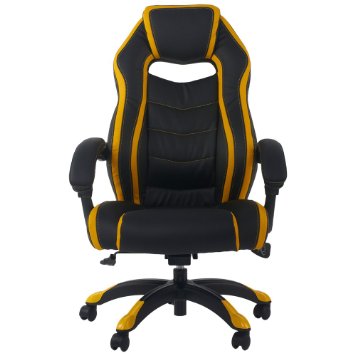 Merax High Back Spacious Racing Style Swivel Gaming Chair, Black and Yellow Recliner