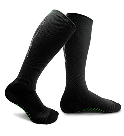 Compression Socks for Men & Women - Comfortable, Non-Slip & Moisture-Wicking - Muscle Support, Pain Relief & Injury Recovery - for Athletic, Travel, Medical Use, Nurse, Running (Black, Large/X-Large)