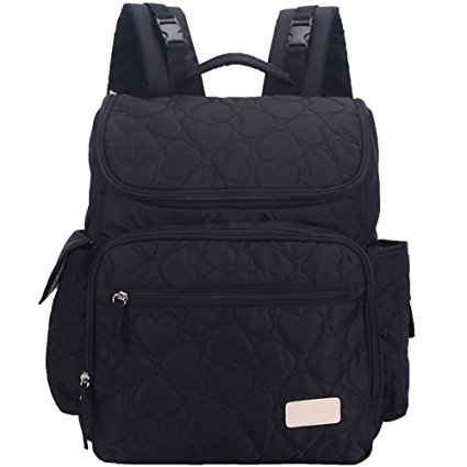 Leke Baby Diaper Bag Backpack with Changing Pad and Stroller Straps for Diaper Backpacks, Black