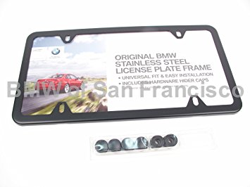 BMW License Plate Frame Stainless Steel BLACK SLIMLINE