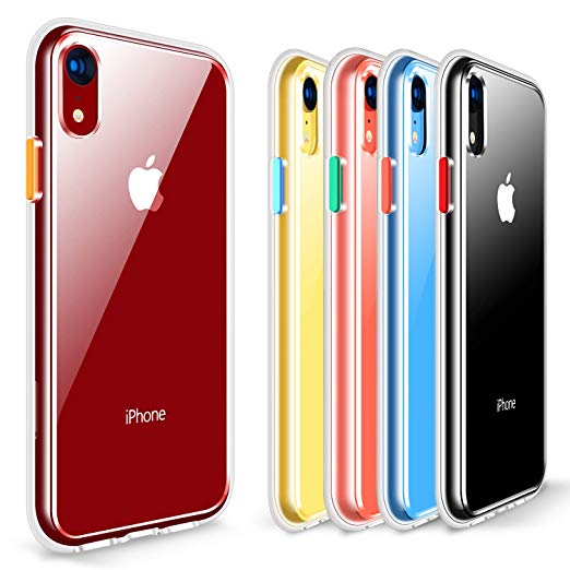 RANVOO Clear iPhone XR Case with Colorful Button Options, Military Grade Drop Protection, Shockproof and Scratch Resistant, Flexible TPU Bumper and Transparent Hard Cover