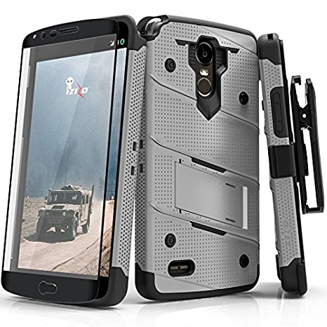 LG Stylo 3 Case, Zizo [Bolt Series] w/ [LG Stylo 3 Screen Protector] Kickstand [12 ft. Military Grade Drop Tested] Holster Belt Clip- LG Stylo 3 Plus