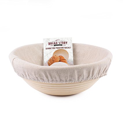 (8.5 inch) Round Banneton Proofing Basket Set – Brotform Handmade Unbleached Natural Cane Bread Baking Kit with Cloth Liner - Best Gift fot Mom