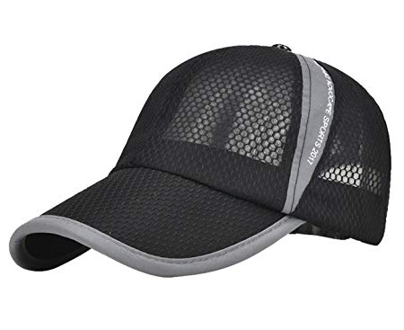 Panegy Unisex Mesh Brim Tennis Cap Outside Sunscreen Quick Dry Adjustable Baseball Hat