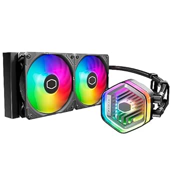 Cooler Master MasterLiquid Atmos 240 Black CPU Liquid Cooler - AIO Water Cooling System, Dual Chamber Pump, Pre-Installed Sickleflow 120 Edge Fans, Addressable Gen 2 RGB, LGA1700 & AM5 Brackets