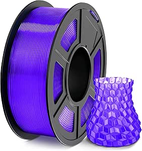 SUNLU 3D Printer Filament, Neatly Wound PLA Filament 1.75 mm, Dimensional Accuracy  /- 0.02mm, Fit Most FDM 3D Printers, 1kg Spool (2.2lbs), 330 Meters, Transparent 3D Printing Filament, Clear Purple