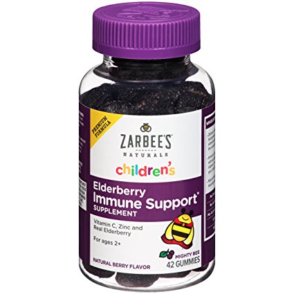 Zarbee's Naturals Children's Mighty Bee Gummies, Elderberry Immune Support Supplement with Vitamin C, Zinc - Berry, 42 Count