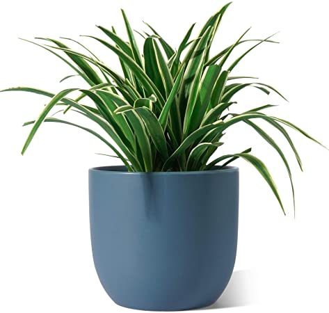 Ceramic Plant Pot - POTEY 7 Inch Modern Round Decorative Indoor Planter with Drainage Hole and Plug for All House Plants - 809, Blue