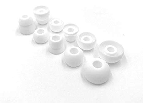 White Replacement Earbud Tips for Beats Powerbeats3 Wireless in Ear Headphones - Small, Medium, Large, Double Flange, and Bi-Tip (White)
