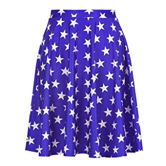 HDE Skirts for Women - Midi Skirt Skater Skirt Knee Length High Waist Fun Prints