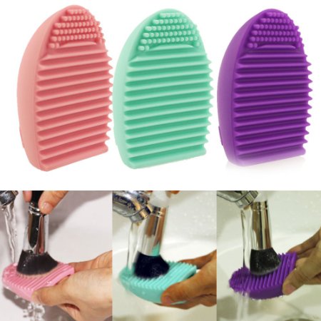 Hotrose® Silicone Cosmetic Makeup Brush Finger Glove Hand Cleaning Tools Brush Cleaner Tool(3 color,send at random)