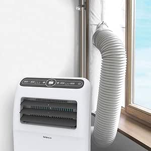 Shinco White 400CM(157.5") Waterproof Portable AC Window Seal and Tumble Dryer Compatible with Medium or Large Casement Crank Window and Tilting Window-Air Exchange Guards with Zip and Hook and Loop