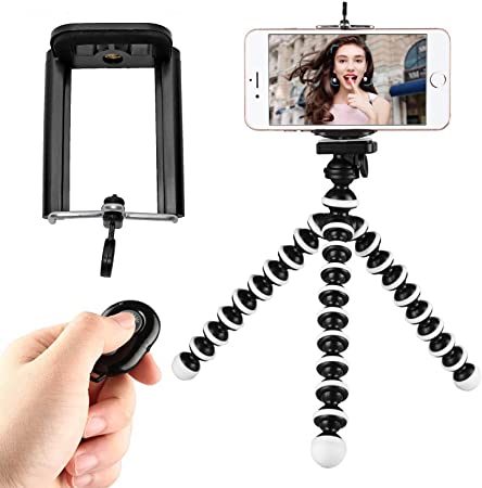 Horuhue Phone Tripod, Flexible Octopus Cell Phone Tripod for iPhone, Android Smartphone and Camera with Universal Phone Holder
