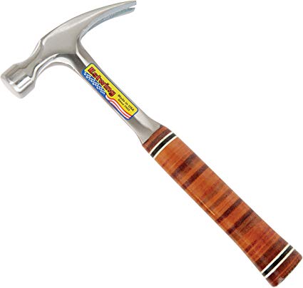 Estwing Hammer - 16 oz Straight Rip Claw with Smooth Face & Genuine Leather Grip - E16S