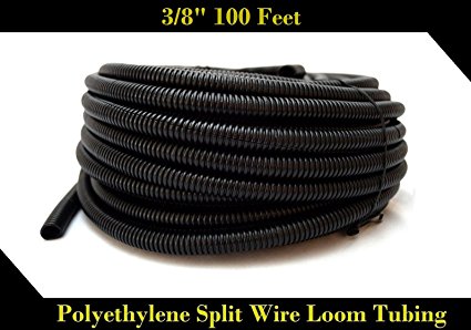 Wire Loom Black 20' Feet 3/8" Split Tubing Hose Cover Auto Home Marine