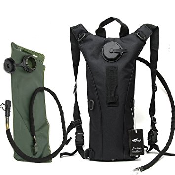 6PCS of Set Hydration Pack with 3L Bladder include 1x Black Skull Mask 1x Aluminum D-type Backpack Buckle 1x Kettle Buckle 1x Outdoor Aluminum Whistle Ankoow