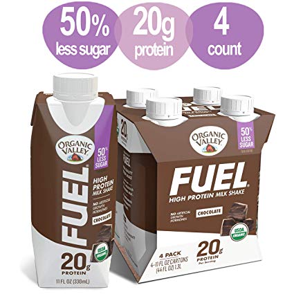 Organic Valley, Organic Fuel High Protein Milk Shake, 20G Protein, Chocolate, 11 Fl Oz (Pack of 4)