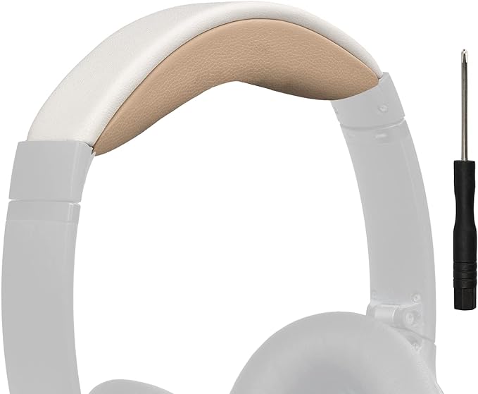 SOULWIT Replacement Headband Pad Kit for Bose QuietComfort 25(QC25)/SoundLink Around-Ear II(SoundLink AE2)/SoundTrue Around-Ear II(SoundTrue AE 2) Headphones, Easy DIY Installation - White&Beige