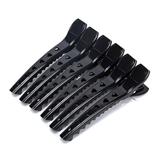 Alaboudi Rubber Coated No-slip Grip Croc Hair Styling Clips Black 6 Pack